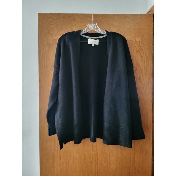 Brochu Walker Ribbed Soft Cozy Wool Luxury Cashmere Open Black Cardigan GUC L - Picture 1 of 5